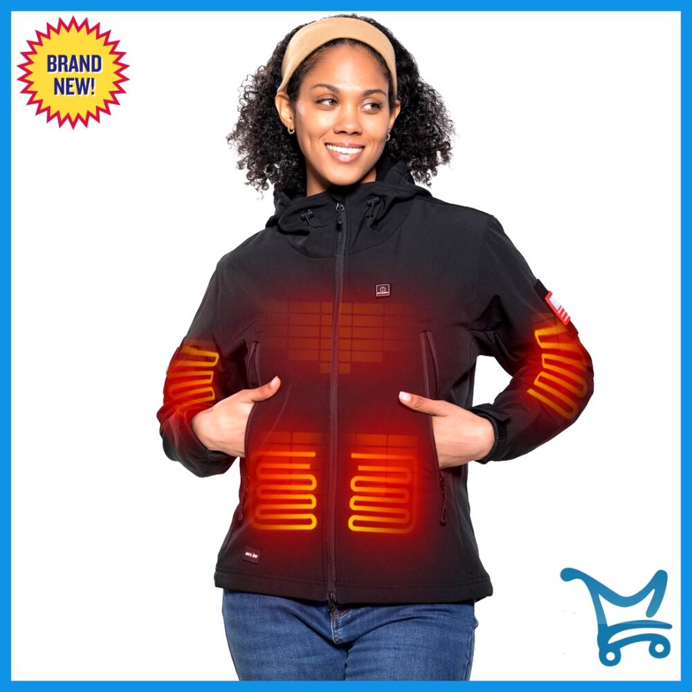 Heated Softshell Jacket Electric Heating Coat Winter Outdoor 12v Battery Pack